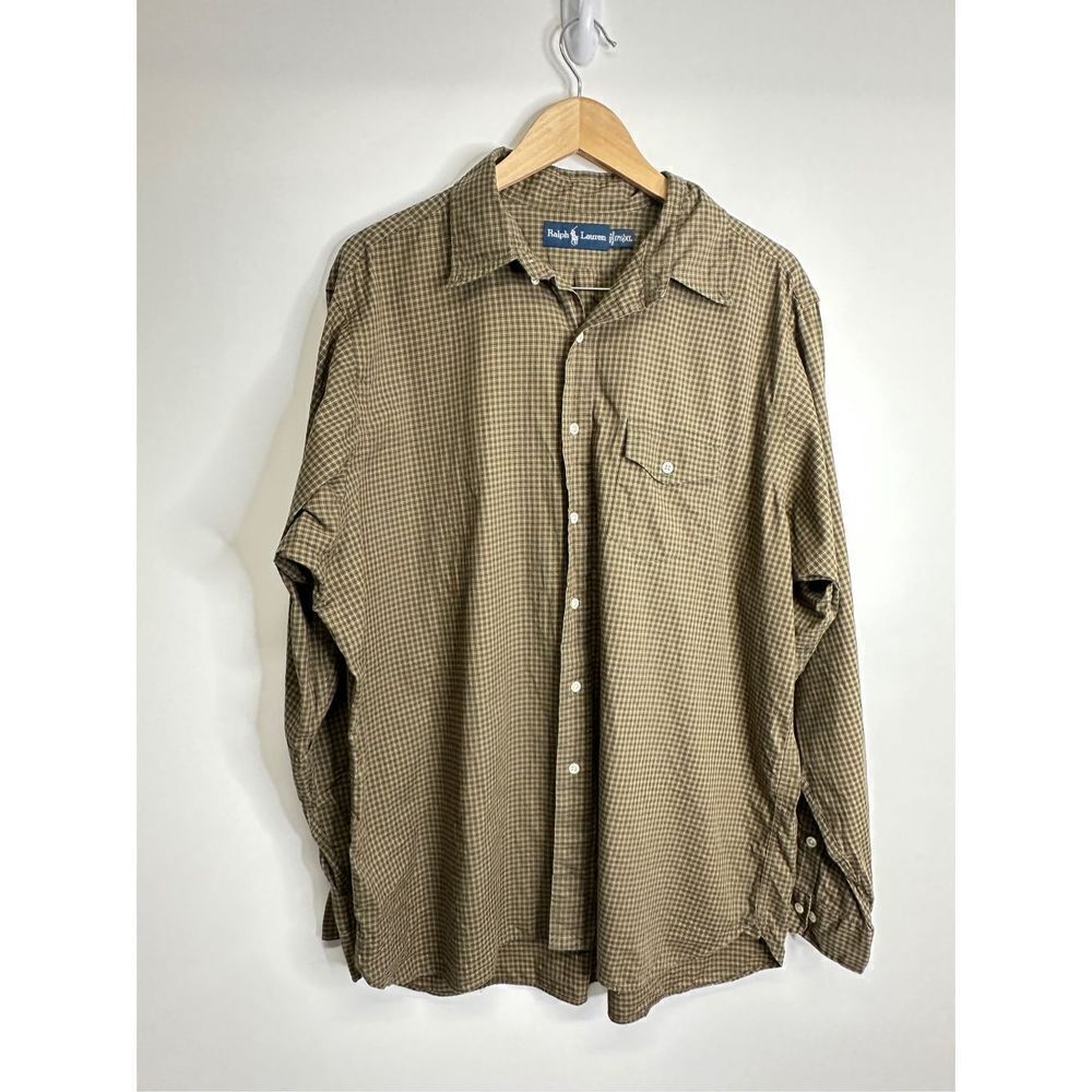 Ralph Lauren Shirt Mens Button Down Casual Long Sleeve Green‎ Size XL